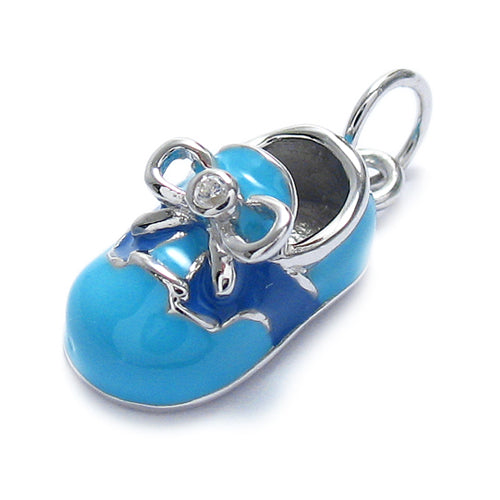 Blue Bow Baby Shoe Pendant