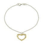 Gold Vermeil Link with Heart Bracelet