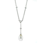 CZ Pearl Lariat Necklace