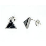 Black Marble Triangle Earrings