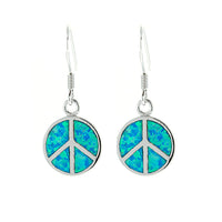 Blue Opal Peace Sign Earrings