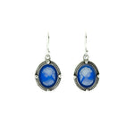 Blue Agate Cameo Earrings