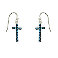 Turquoise Pave Cross Earrings