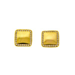 Gold Square Halo Stud Earrings