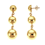 Gold Three Ball Post Earrings