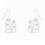 Square Wire and Pearl Earrings