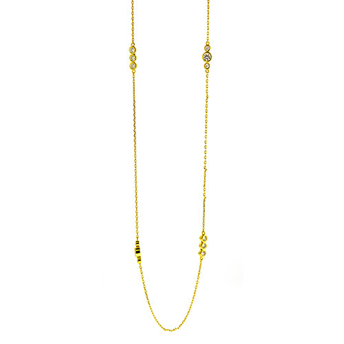 Gold Three CZ Cluster Necklace