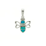 Blue Opal and CZ Bee Pendant