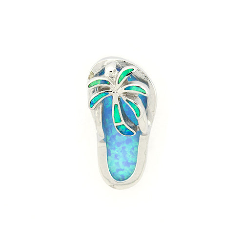 Blue Opal Palm Tree Flip Flop Pendant