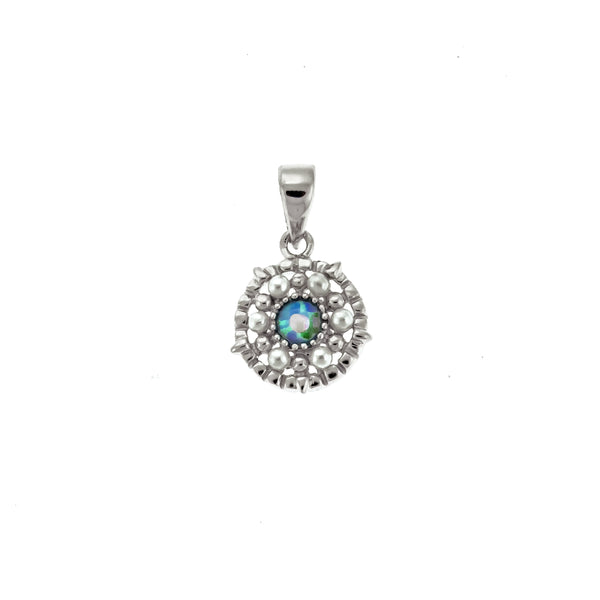 Round Opal and Pearl Pendant