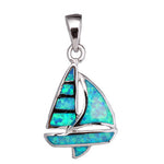 Blue Opal Sailboat Pendant