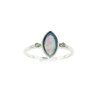 Blue Opal Marquise Ring