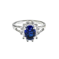 Sapphire and CZ Sunflower Ring