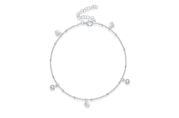 Dangling Heart and CZ Anklet