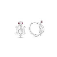 Rhodium Turtle Huggie Hoop Earrings