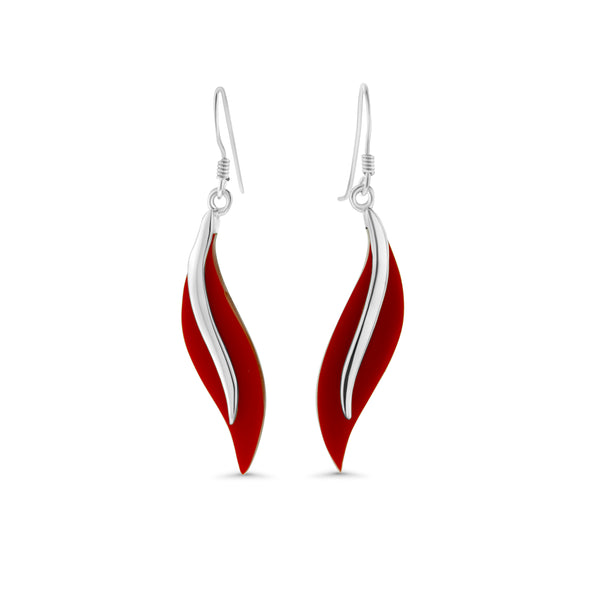 Red Coral Wavy Earrings