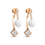 Pearl and CZ Jacket Earrings