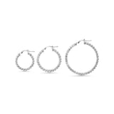 Rhodium Round DC Bead Hoops