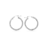 Rhodium Round DC Bead Hoops