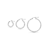 Rhodium Round Bead Hoops