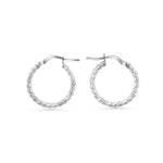 Rhodium Round Bead Hoops