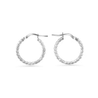 Rhodium Round Bead Hoops