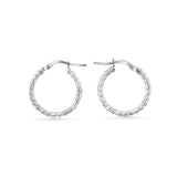 Rhodium Round Bead Hoops