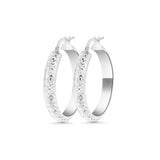 Round Diamond Cut Hoops