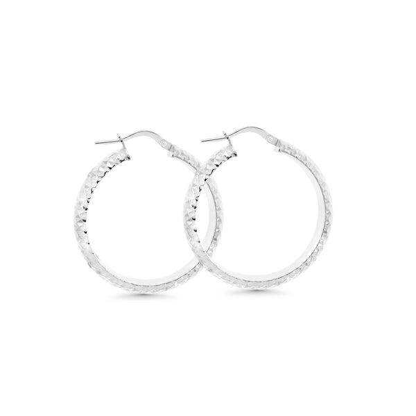 Round Diamond Cut Hoops