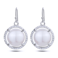 Mother of Pearl CZ Halo Earrings