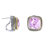 Pink Topaz Two Tone CZ Earrings