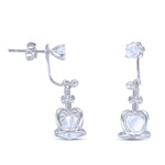 CZ Crown Jacket Earrings