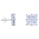 Four Square CZ Stud Earrings