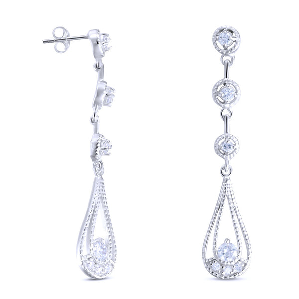 CZ Teardrop Dangling Earrings