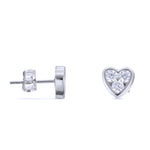 Three Stone Heart Studs