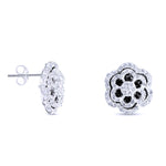 Black and White CZ Flower Studs