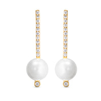 Gold Vermeil CZ and Pearl Line Earrings