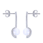 CZ and Pearl Line Earrings