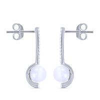 CZ and Pearl Line Earrings