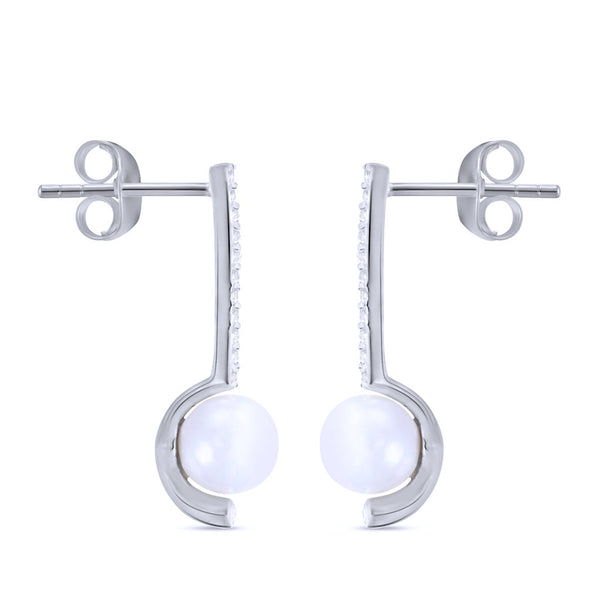 CZ and Pearl Line Earrings