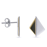 Triangle Origami Two Tone Stud Earrings