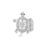 Rhodium Large CZ Turtle Slide Pendant