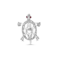 Rhodium Large CZ Turtle Slide Pendant