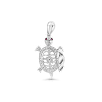 Rhodium Large CZ Turtle Pendant