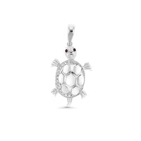 Rhodium Large CZ Turtle Pendant