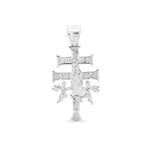 Rhodium Large Virgin Mary Caravaca Cross Pendant