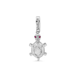 Rhodium Small CZ Turtle Pendant