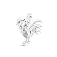 Rhodium CZ Rooster Pendant