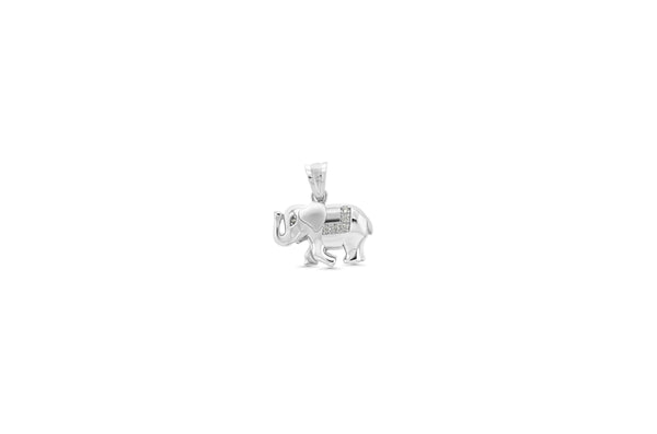 Satin CZ Elephant Pendant