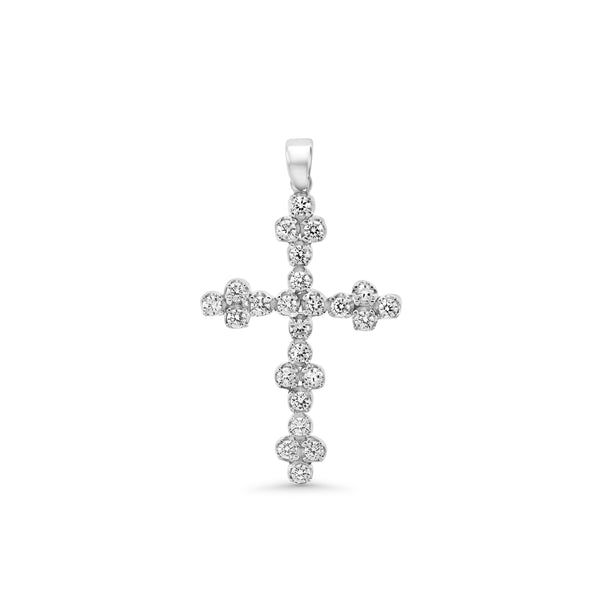 CZ Fleur Cross Pendant